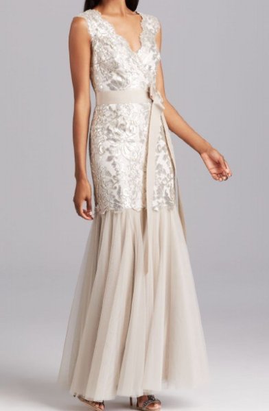 画像1: Tadashi Shoji     Sequin Lace Gown　FEATHER (1)