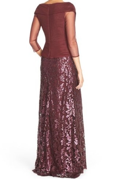 Tadashi Shoji タダシショージ Sequin Lace Gown Auburn 09252 - インポートワンピース通販babyface