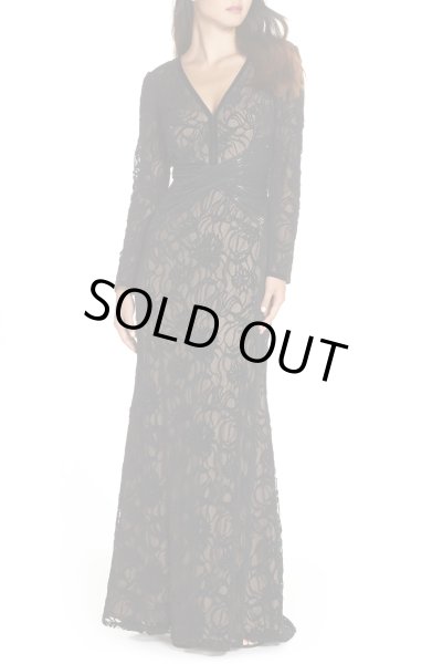 期間限定50%オフ！【とよた真帆さん着用】Tadashi Shoji タダシショージ パーティードレス Burnout Lace Gown ブラック  - インポートワンピース通販babyface