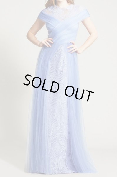 Tadashi Shoji タダシショージ KAYDA CROSSED TULLE GOWN ブルー