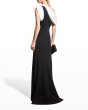 画像2: Tadashi Shoji タダシショージ   Knotted One-Shoulder Crepe Gown　ブラック、ホワイト (2)