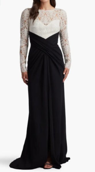 画像1: Tadashi Shoji  タダシショージ    BETTON CONTRAST ILLUSION GOWN ブラック、ホワイト (1)