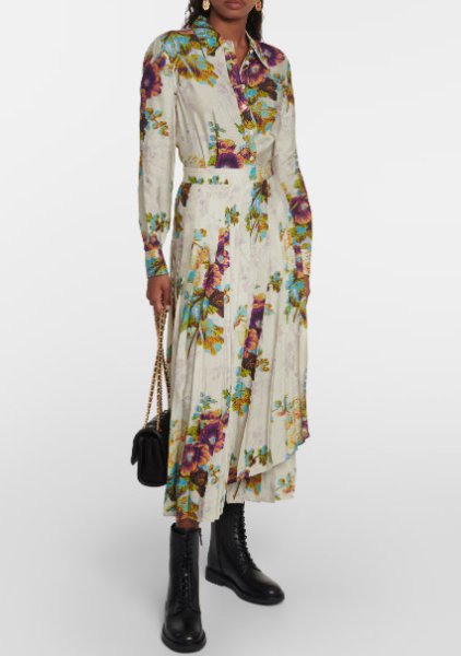 画像1: Tory Burch トリーバーチ　　PLEATED VISCOSE SHIRTDRESS (1)