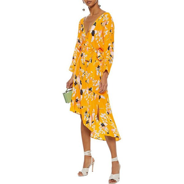 画像1: セール【サンドラブロック愛用】Diane von Furstenberg 　ダイアンフォンファステンバーグ　Eloise ラップ風ドレス　YELLOW FLORAL 08171 (1)