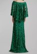 画像2: Tadashi Shoji タダシショージ  Floral Embroidered Lace Cape Gown   グリーン系 (2)