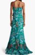 画像3: セール！Tadashi Shoji  タダシショージ  　Morwenna Oceanic Print Ruffle Gown グリーン系 (3)