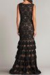 画像2: セール！Tadashi Shoji タダシショージ  　Aniyah Tiered Embroidered Tulle Gown ブラック (2)