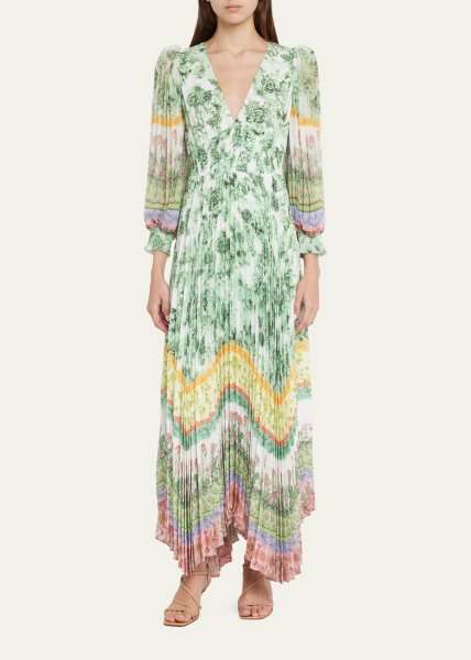 画像1: Alice + Olivia アリスアンドオリビア　  SION SUNBURST PLEATED MAXI DRESS (1)