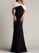 画像1: Tadashi Shoji タダシショージ　 Prewitt Pleated Drape Gown  ブラック、ホワイト (1)