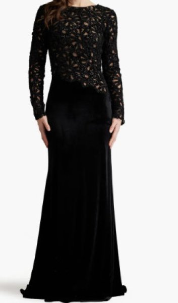 画像1: Tadashi Shoji タダシショージ  Sinnott velvet Gown　ブラック系 (1)