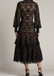 画像2: セール！Tadashi Shoji タダシショージ  　QUENBY TIERED EMBROIDERED TULLE MIDI DRESS ブラック (2)