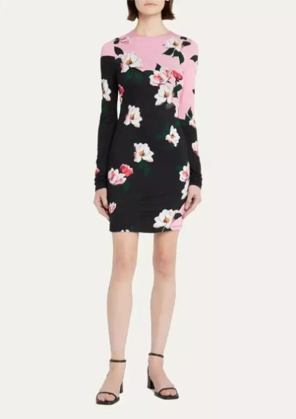 画像1: Alice + Olivia アリスアンドオリビア  Delora  Long-Sleeve Mini Dress (1)