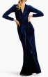 画像1: Tadashi Shoji タダシショージ  Bevan Velvet Waterfall Drape Gown　 ネイビー (1)