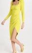 画像2: セール！【ドラマ使用、ヴァネッサミニーロ着用】 Self Portrait セルフポートレート Yellow Crepe Ruched Midi Dress (2)