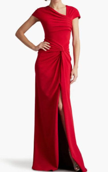 画像1: Tadashi Shoji タダシショージ  Russo Asymmetric Twist-Knot Gown  レッド系 (1)