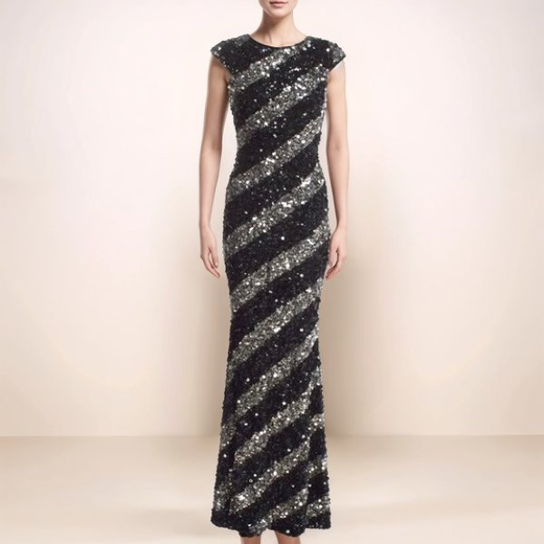 画像1: Alice + Olivia アリスアンドオリビア　Sequin-Stripe Gown  10261 (1)