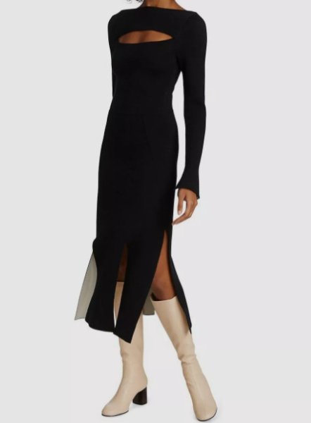 画像1: 3.1 Phillip Lim   Wool Cutout Double Slit Sweater Dress (1)