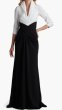 画像1: Tadashi Shoji  タダシショージ  Vanguard Collared Contrast Gown  ブラック、アイボリー (1)