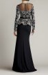 画像3:  Tadashi Shoji  タダシショージ　Lata Embroidered Belted Peplum Gown　ブラック (3)