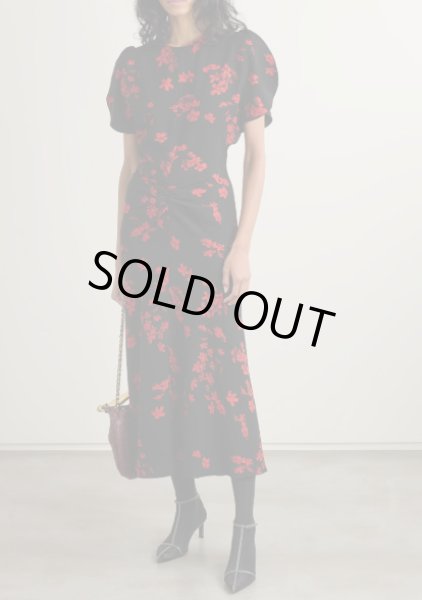 画像1: 限定販売！【矢田亜希子さん、工藤静香さん着用】VICTORIA BECKHAM  ヴィクトリアベッカム　Floral Gathered Waist Midi-Dress  12091 (1)