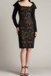 画像1: Tadashi Shoji タダシショージ   Arna Embroidered Portrait Collar Dress ブラック (1)