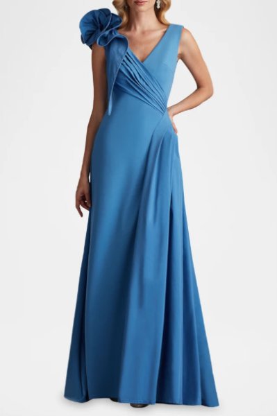 画像1: Tadashi Shoji タダシショージ   BARLOWE Crepe Gown  ブルー系  12193 (1)