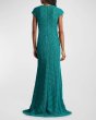 画像2:  Tadashi Shoji  タダシショージ　Etters Scalloped Illusion Gown グリーン (2)