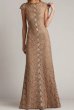 画像1:  Tadashi Shoji  タダシショージ　Etters Scalloped Illusion Gown ゴールド、ベージュ (1)