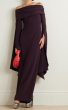 画像1: Solace London ソレイスロンドン  Arden draped off-the-shoulder maxi dress プラム (1)