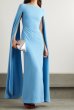 画像1: Solace London ソレイスロンドン  Sadie cape-effect crepe gown ブルー  01232 (1)