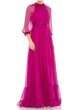 画像1: セール！Mac Duggal マックドゥガル　Chiffon Ruched Illusion Raglan Sleeve Ruffled Gown マジェンタ (1)