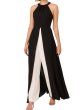 画像1: Adrianna Papell アドリアナパペル  Halter Crepe Overlay Jumpsuit (1)