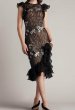 画像1: Tadashi Shoji  タダシショージ   GAL SEQUIN EMBROIDERED RUFFLE DRESS  ブラック (1)