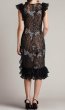 画像2: Tadashi Shoji  タダシショージ   GAL SEQUIN EMBROIDERED RUFFLE DRESS  ブラック (2)