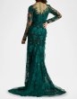 画像2:  限定セール！Tadashi Shoji  タダシショージ　Silvia Embroidered Illusion Gown　グリーン (2)