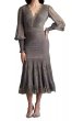 画像1: Tadashi Shoji タダシショージ  NYSSA  Pin-Tuck Long Sleeve Midi Dress　グレー系 (1)