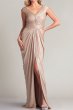 画像1: Tadashi Shoji タダシショージ  ELLERY DRAPED METALLIC JERSEY GOWN　ピンク系  12055 (1)