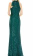 画像2: セール！Ieena for Mac Duggal マックドゥガル　Soft Tie Halter Neck Sequin Gown　グリーン系 (2)